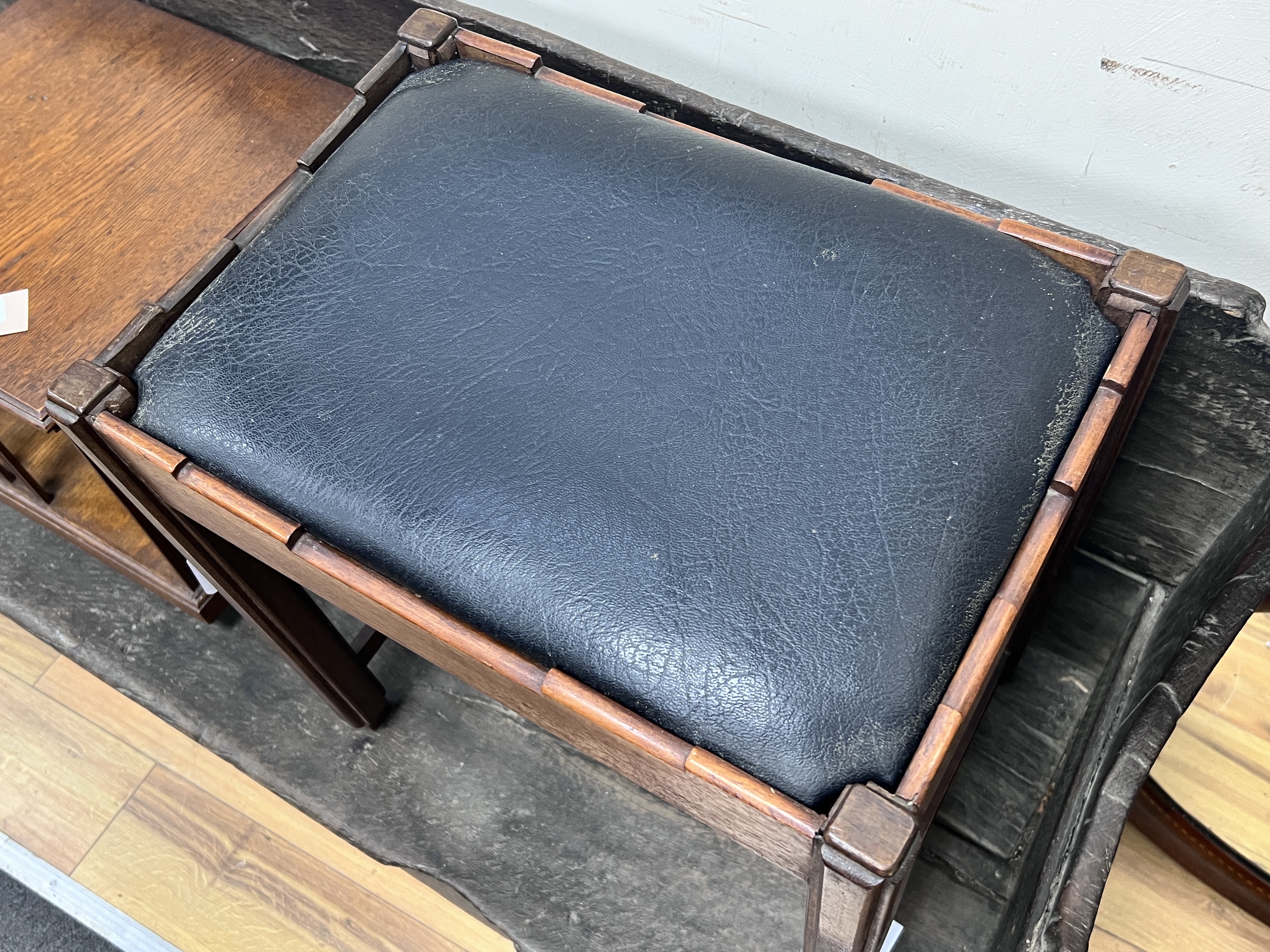 A mahogany dressing stool, width 42cm, height 45cm